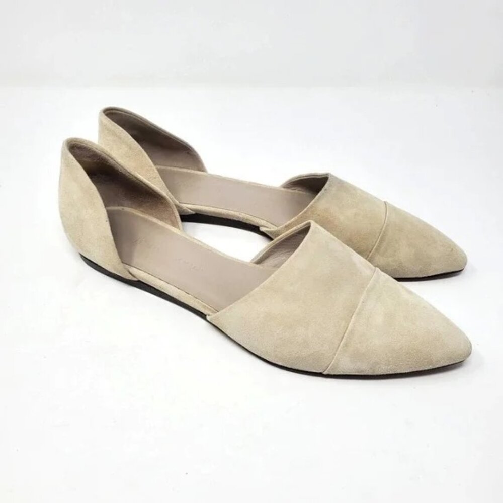 Jenni Kayne Pointed Toe D'Orsay Flat Mules Shoes Suede Off-White EU Size 40